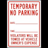 Temporary No Parking Violators Will Be Towed Sign